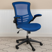 Flash Furniture BL-X-5M-BLUE-GG Mid-Back Blue Mesh Swivel Ergonomic Task Office Chair with Flip-Up Arms